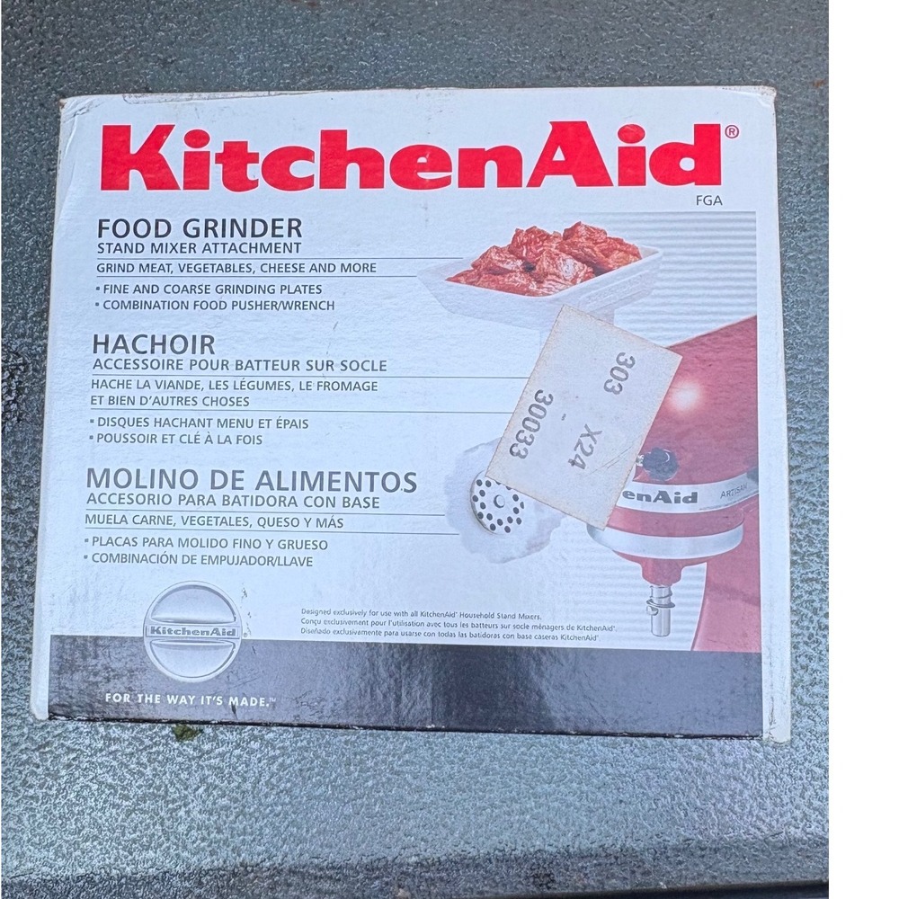 KitchenAid Food Grinder Stand Mixer Attachment FGA White Meat Veggie Cheese